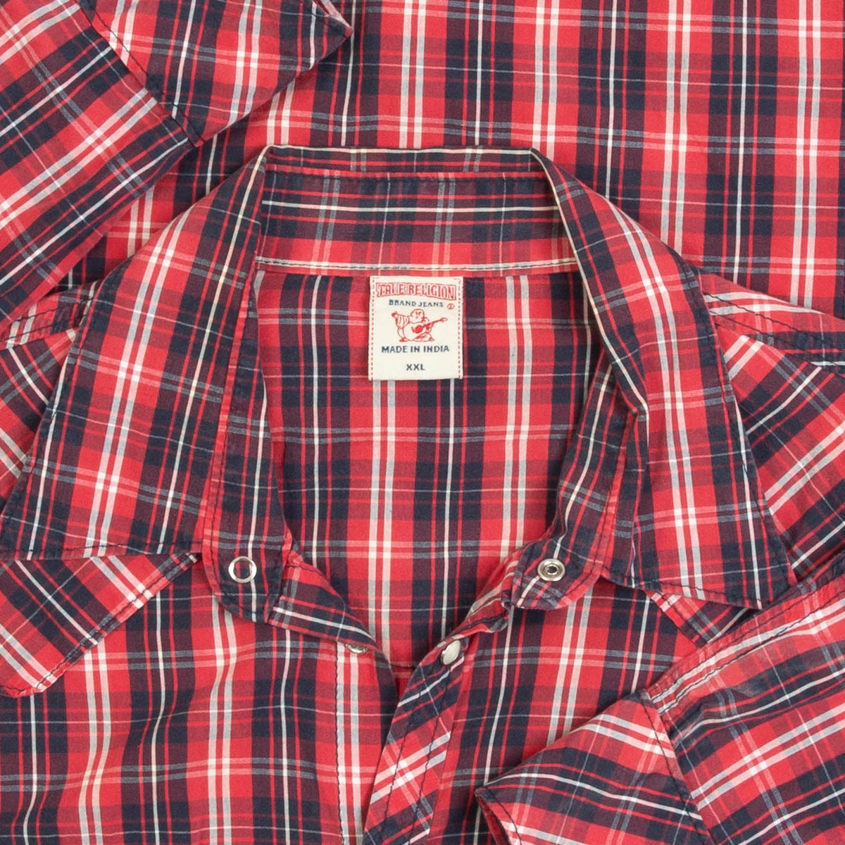 MEN'S VINTAGE TRUE RELIGION CHECKED WESTERN SHIRT - XX-LARGE
