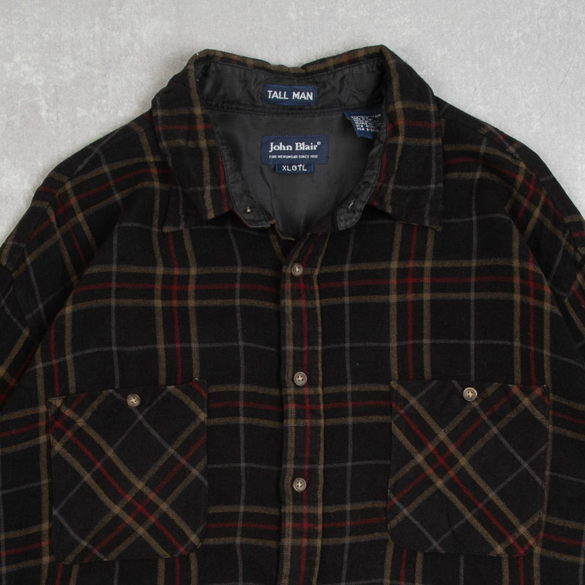 MEN'S VINTAGE WOOL STYLE CHECKED SHIRT - X-LARGE