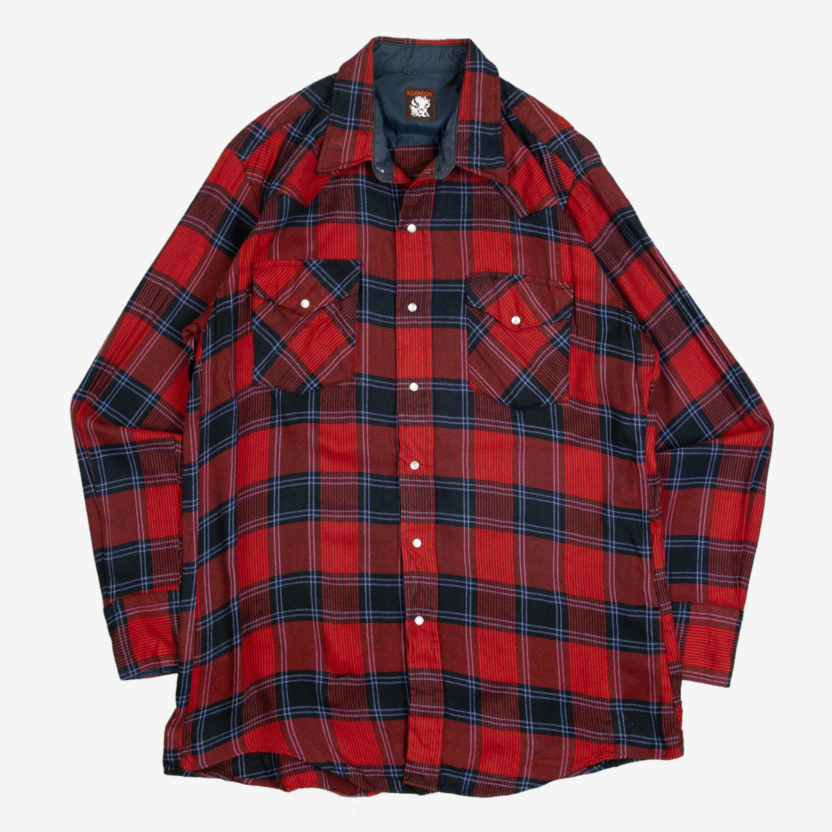MEN'S VINTAGE 1990S CHECKED WESTERN SHIRT - LARGE