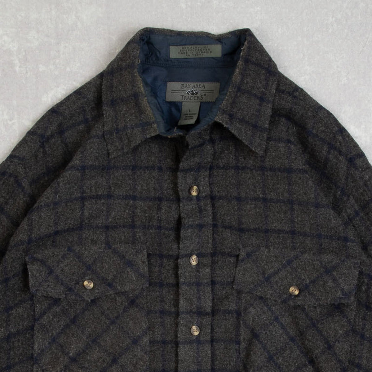 MEN'S VINTAGE CHECKED WOOL STYLE SHIRT - LARGE