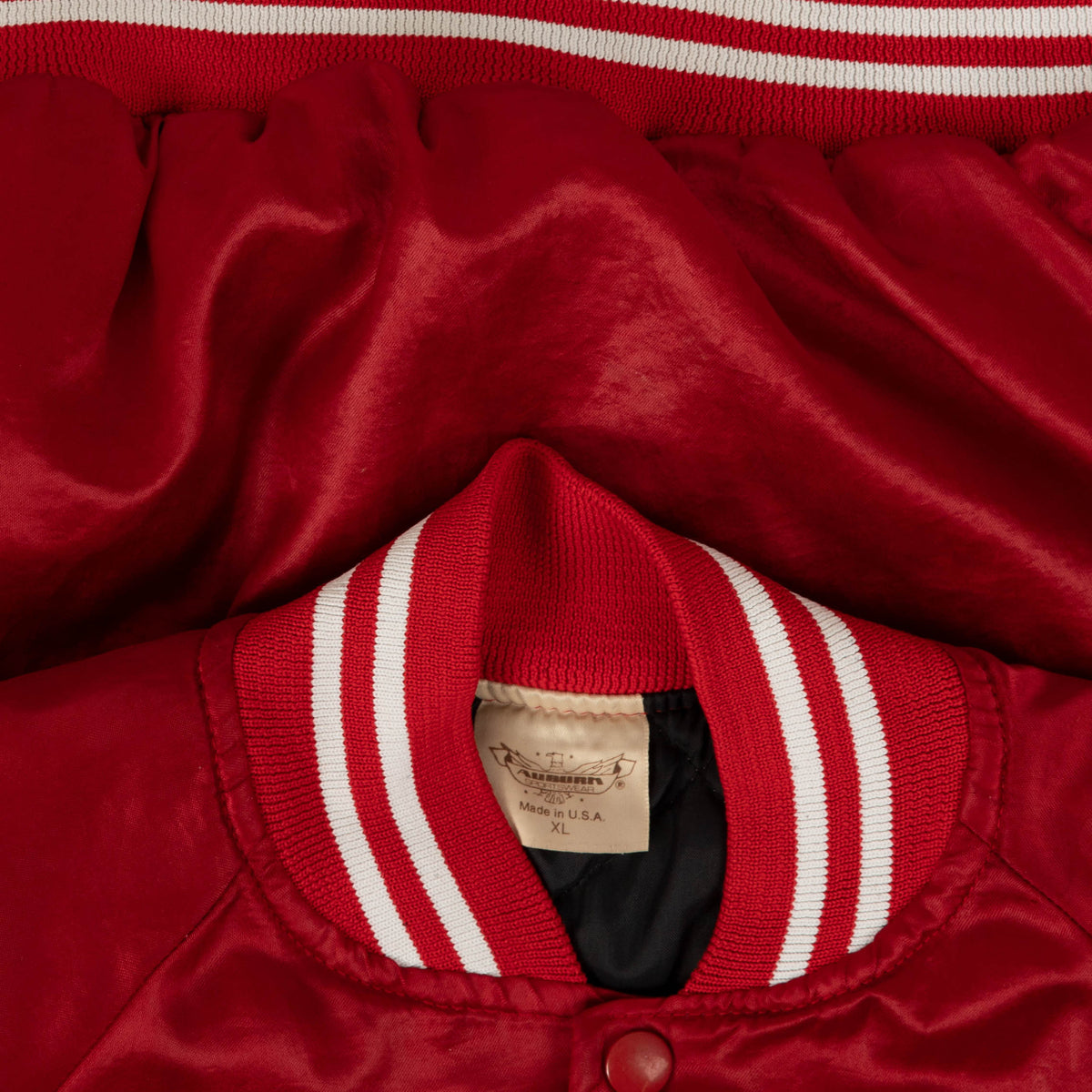 MEN'S VINTAGE 1990S TAYSOM CONSTRUCTION SATIN VARSITY JACKET - X-LARGE