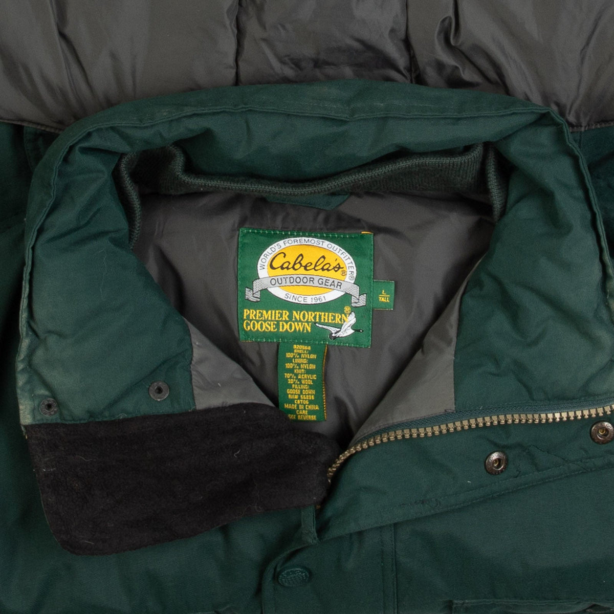 MEN'S VINTAGE 1990S HOODED FULL ZIP PARKA JACKET - LARGE