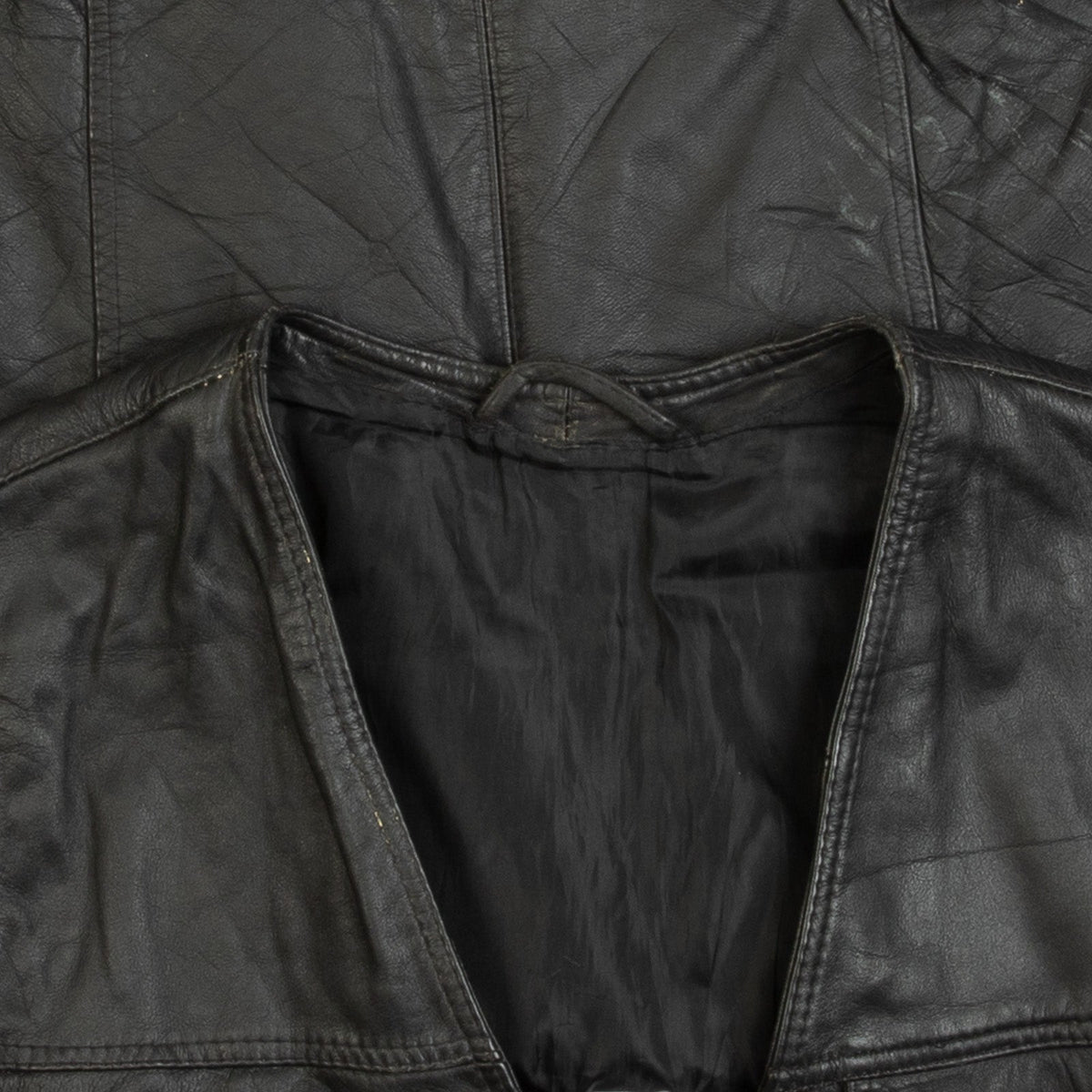 MEN'S VINTAGE 1990S LEATHER UTILITY VEST JACKET - SMALL