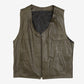 MEN'S VINTAGE 1990S LEATHER VEST FULL ZIP JACKET - MEDIUM
