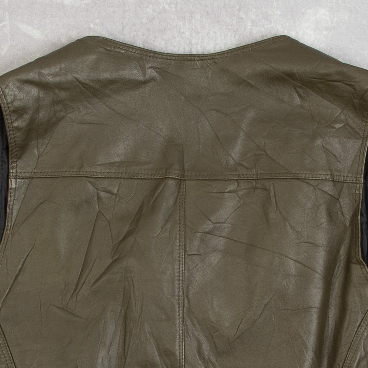 MEN'S VINTAGE 1990S LEATHER VEST FULL ZIP JACKET - MEDIUM