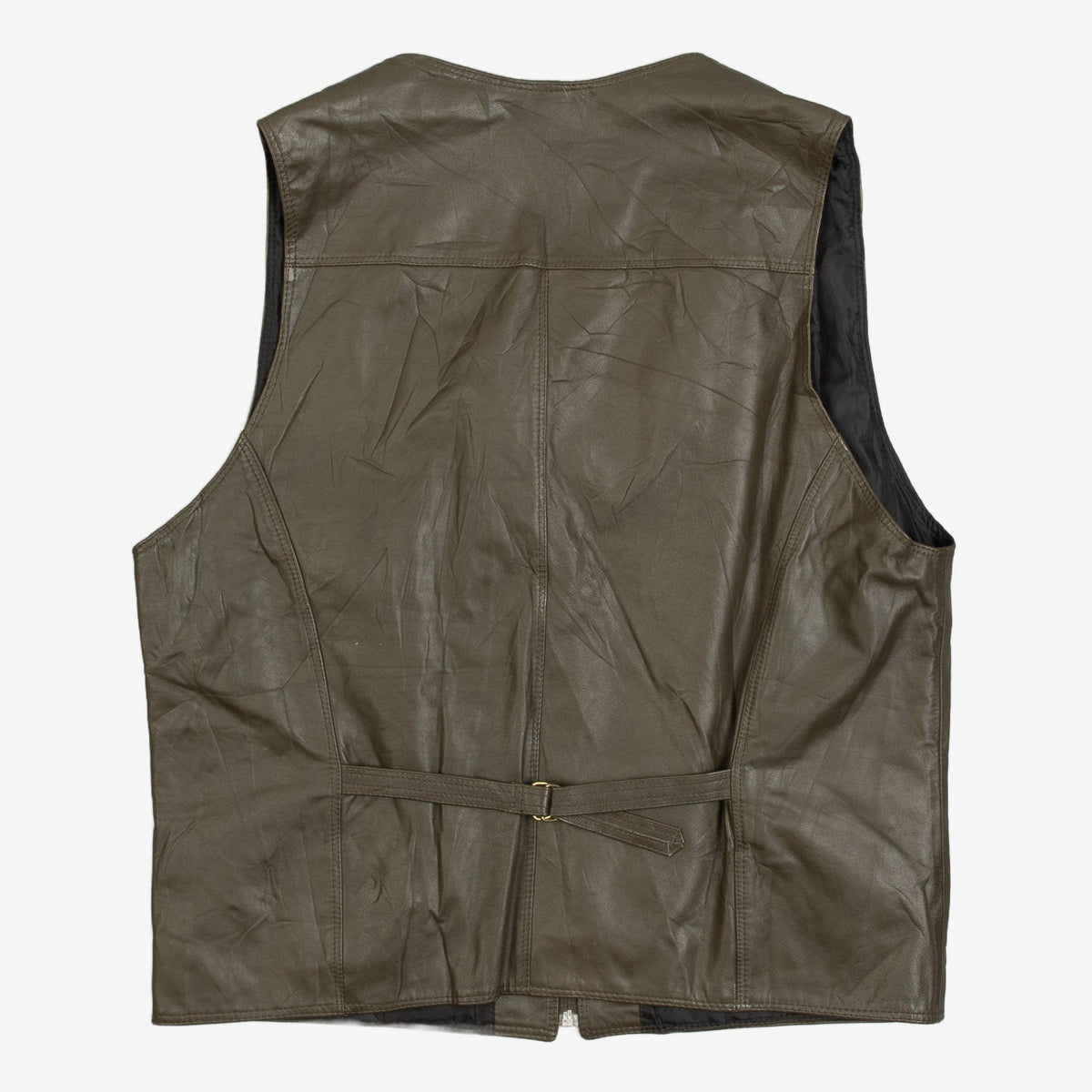 MEN'S VINTAGE 1990S LEATHER VEST FULL ZIP JACKET - MEDIUM