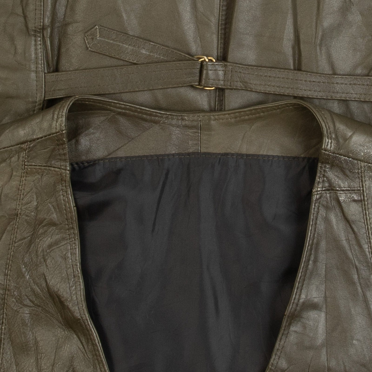 MEN'S VINTAGE 1990S LEATHER VEST FULL ZIP JACKET - MEDIUM
