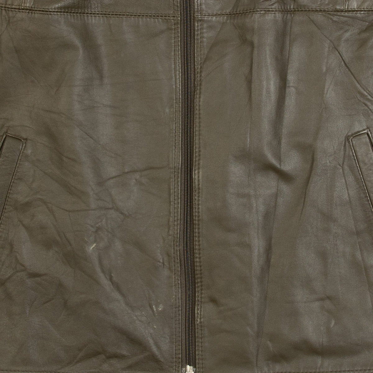 MEN'S VINTAGE 1990S LEATHER VEST FULL ZIP JACKET - MEDIUM