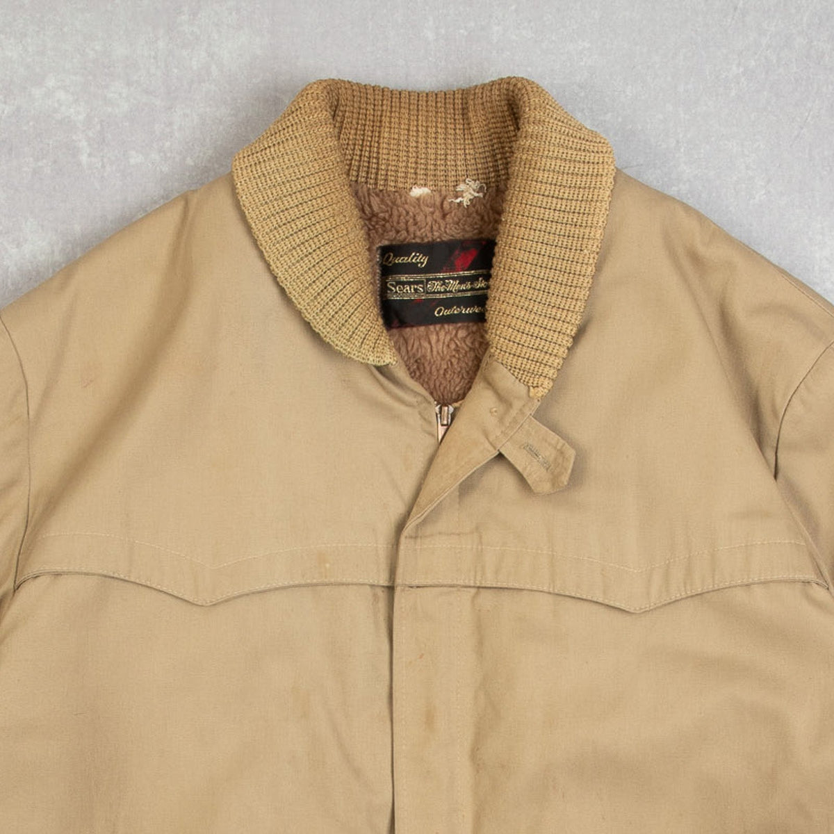MEN'S VINTAGE 1980S SEARS FLEECE LINED WESTERN JACKET - LARGE