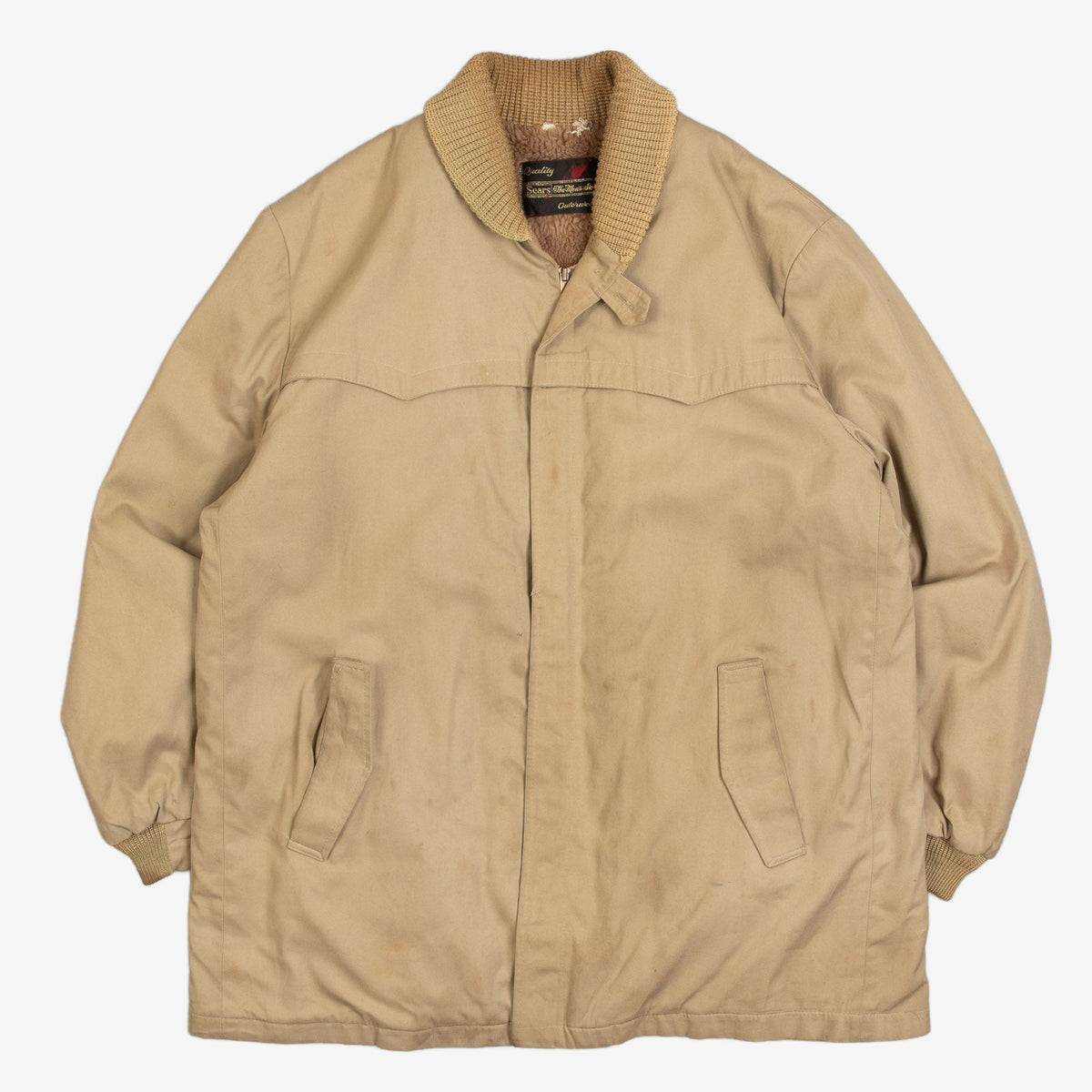MEN'S VINTAGE 1980S SEARS FLEECE LINED WESTERN JACKET - LARGE