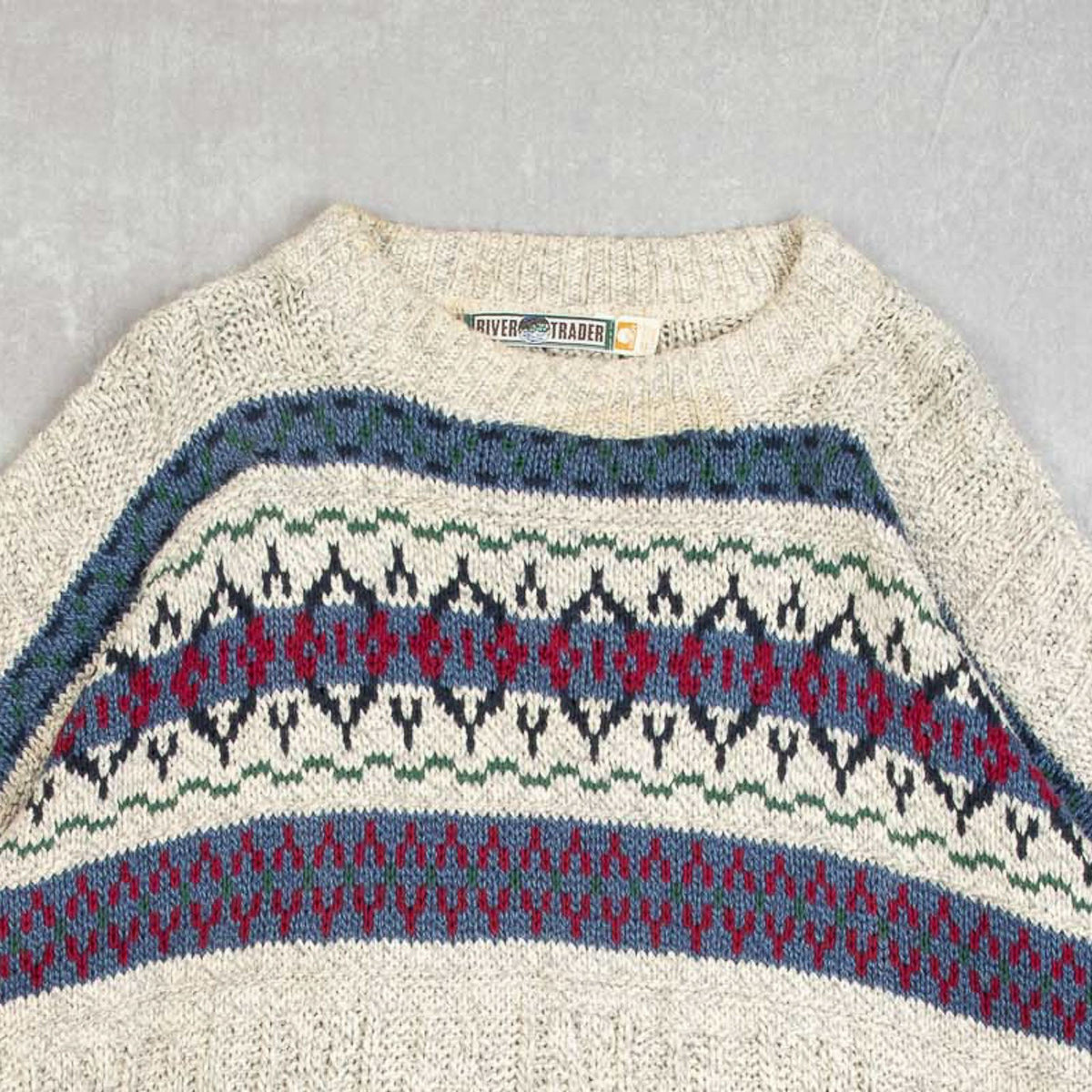 MEN'S VINTAGE 1980S STRUCTURED PATTERNED KNITTED JUMPER - X-LARGE