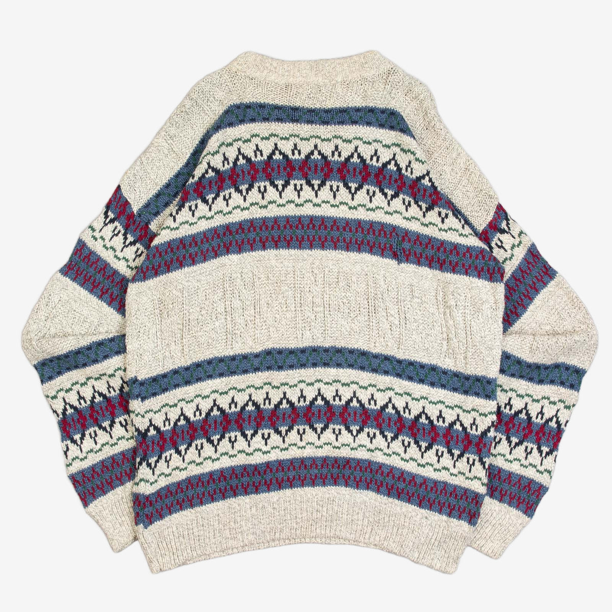MEN'S VINTAGE 1980S STRUCTURED PATTERNED KNITTED JUMPER - X-LARGE