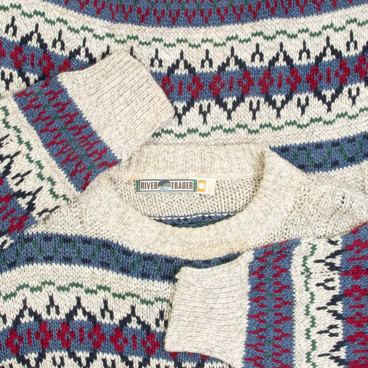 MEN'S VINTAGE 1980S STRUCTURED PATTERNED KNITTED JUMPER - X-LARGE