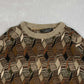 MEN'S VINTAGE 1990S STRUCTURED PATTERNED KNITTED JUMPER - XX-LARGE