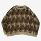MEN'S VINTAGE 1990S STRUCTURED PATTERNED KNITTED JUMPER - XX-LARGE