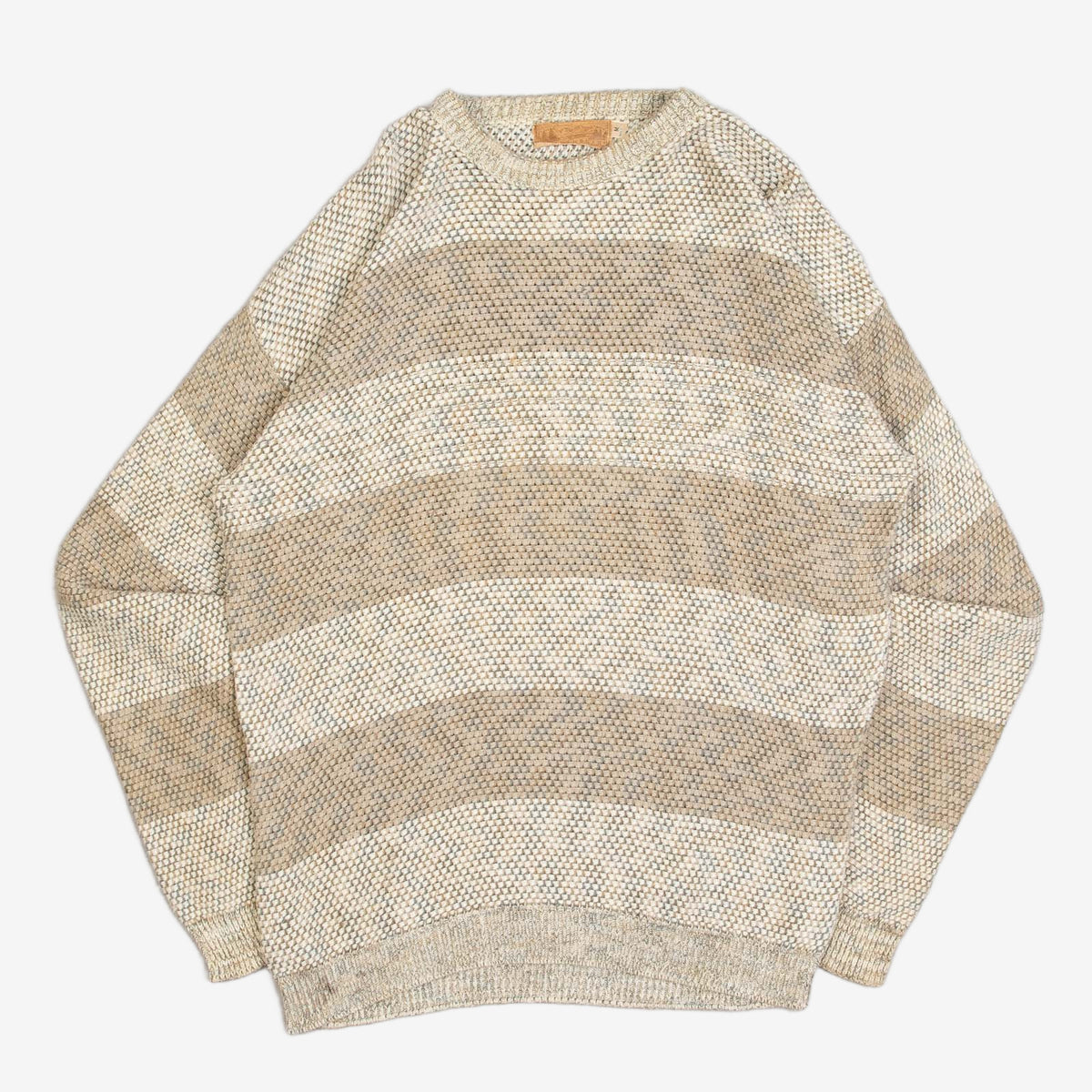 MEN'S VINTAGE 1990S STRIPED STRUCTURED KNITTED JUMPER - MEDIUM