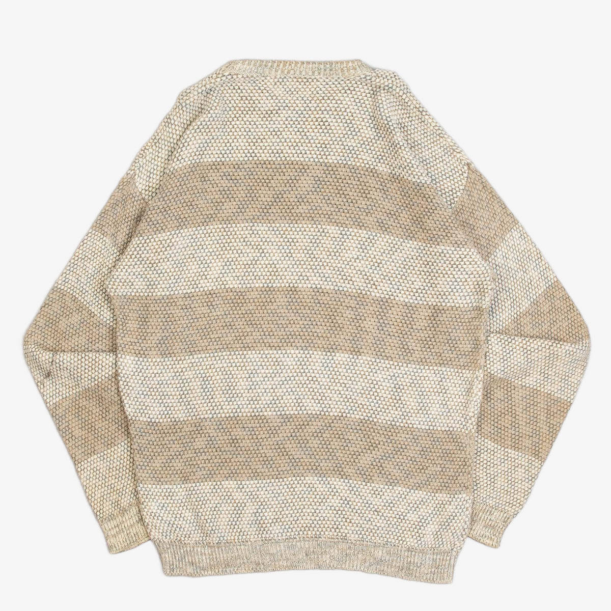 MEN'S VINTAGE 1990S STRIPED STRUCTURED KNITTED JUMPER - MEDIUM
