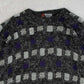 MEN'S VINTAGE 1980S PATTERNED KNITTED JUMPER - LARGE