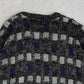 MEN'S VINTAGE 1980S PATTERNED KNITTED JUMPER - LARGE