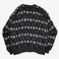 MEN'S VINTAGE 1980S PATTERNED KNITTED JUMPER - LARGE