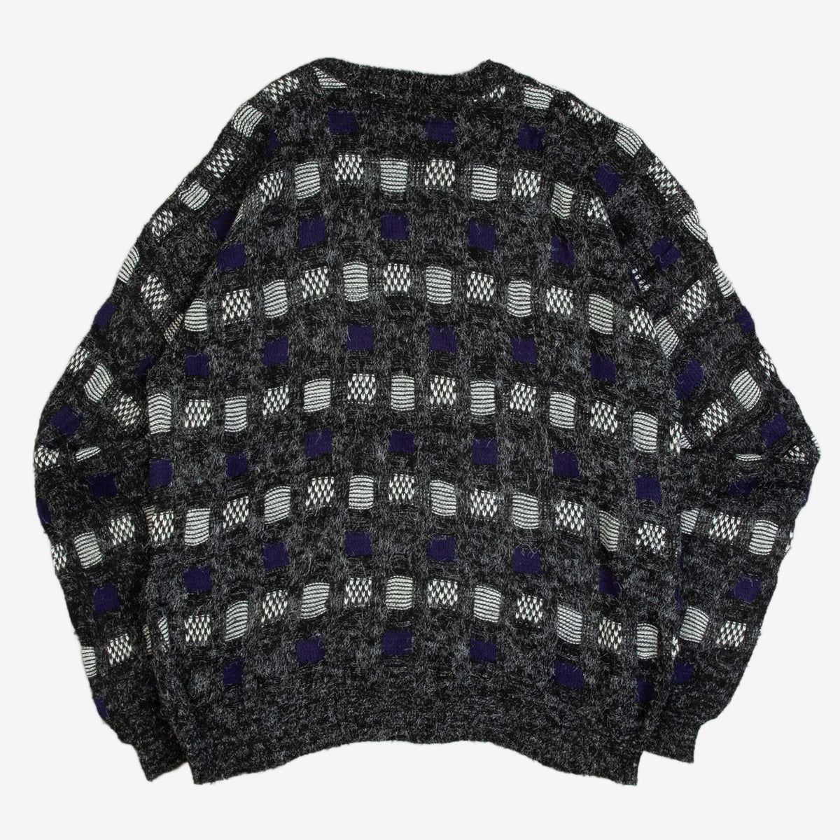 MEN'S VINTAGE 1980S PATTERNED KNITTED JUMPER - LARGE
