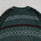 MEN'S VINTAGE 1990S PATTERNED KNITTED JUMPER - X-LARGE