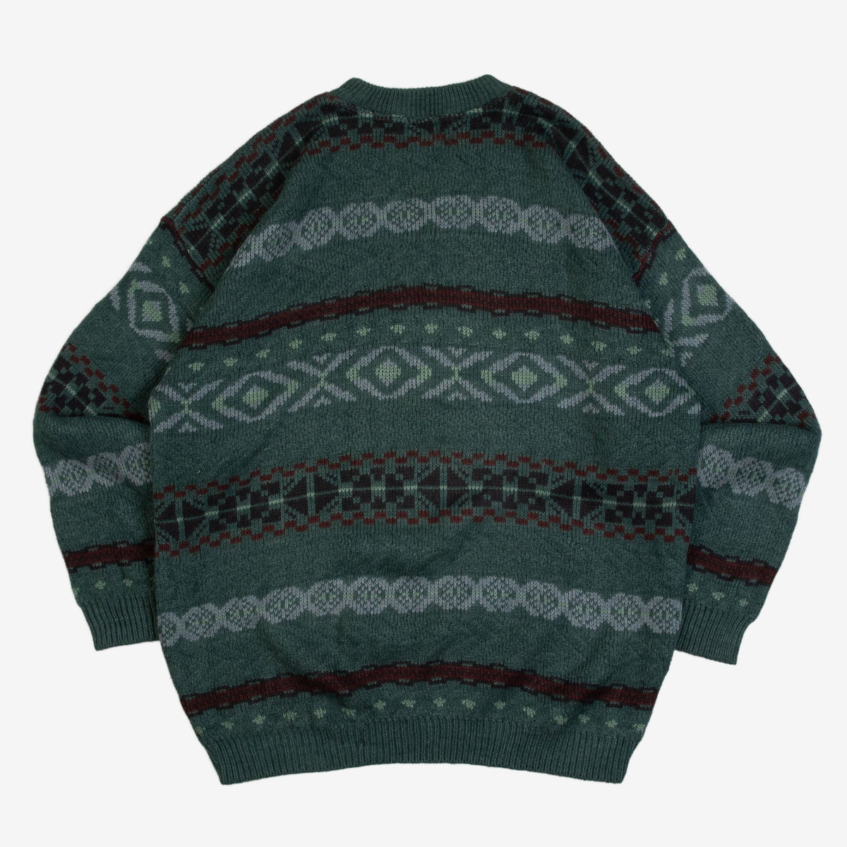 MEN'S VINTAGE 1990S PATTERNED KNITTED JUMPER - X-LARGE