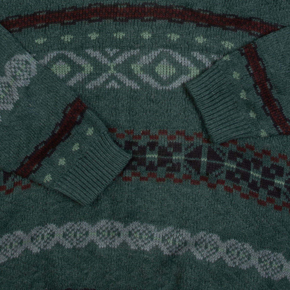 MEN'S VINTAGE 1990S PATTERNED KNITTED JUMPER - X-LARGE