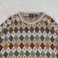MEN'S VINTAGE 1990S ARGYLE PATTERNED KNITTED JUMPER - XX-LARGE