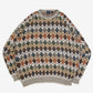 MEN'S VINTAGE 1990S ARGYLE PATTERNED KNITTED JUMPER - XX-LARGE