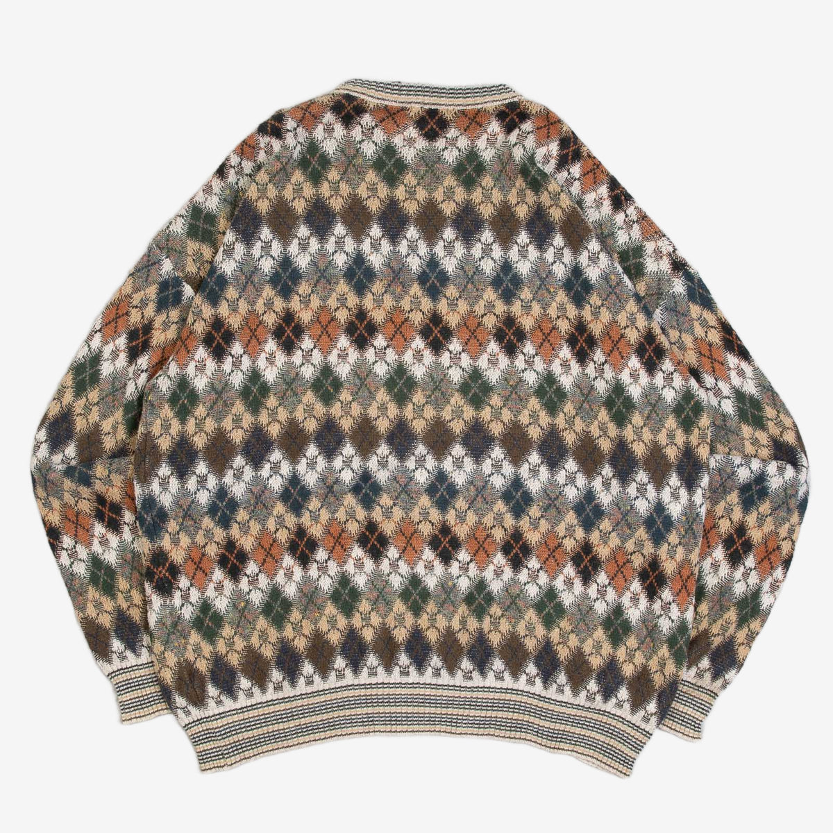 MEN'S VINTAGE 1990S ARGYLE PATTERNED KNITTED JUMPER - XX-LARGE
