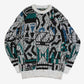 MEN'S VINTAGE 1990S PATTERNED KNITTED JUMPER - LARGE