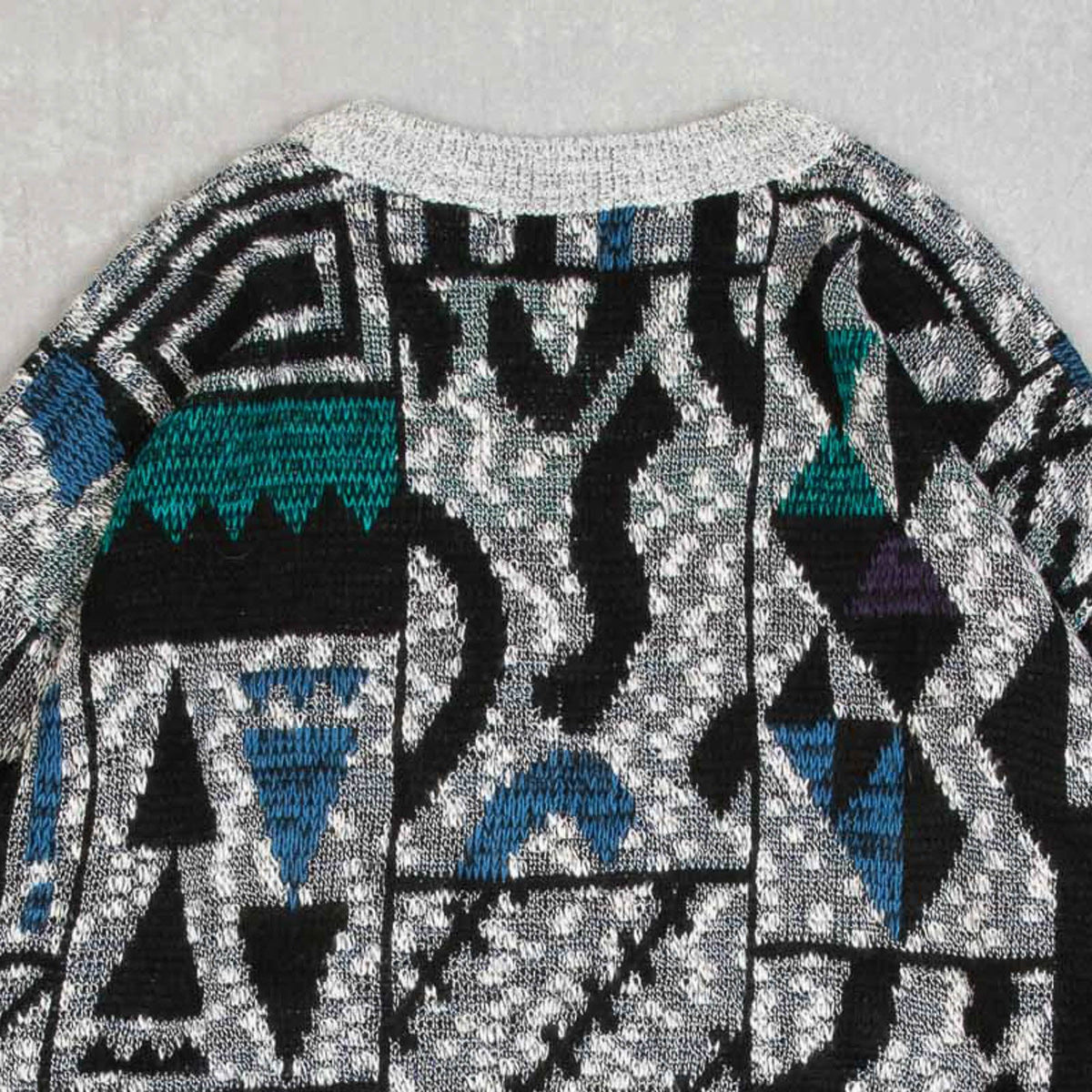 MEN'S VINTAGE 1990S PATTERNED KNITTED JUMPER - LARGE