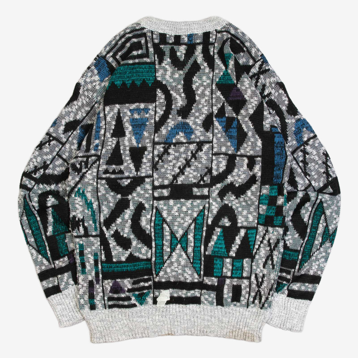 MEN'S VINTAGE 1990S PATTERNED KNITTED JUMPER - LARGE