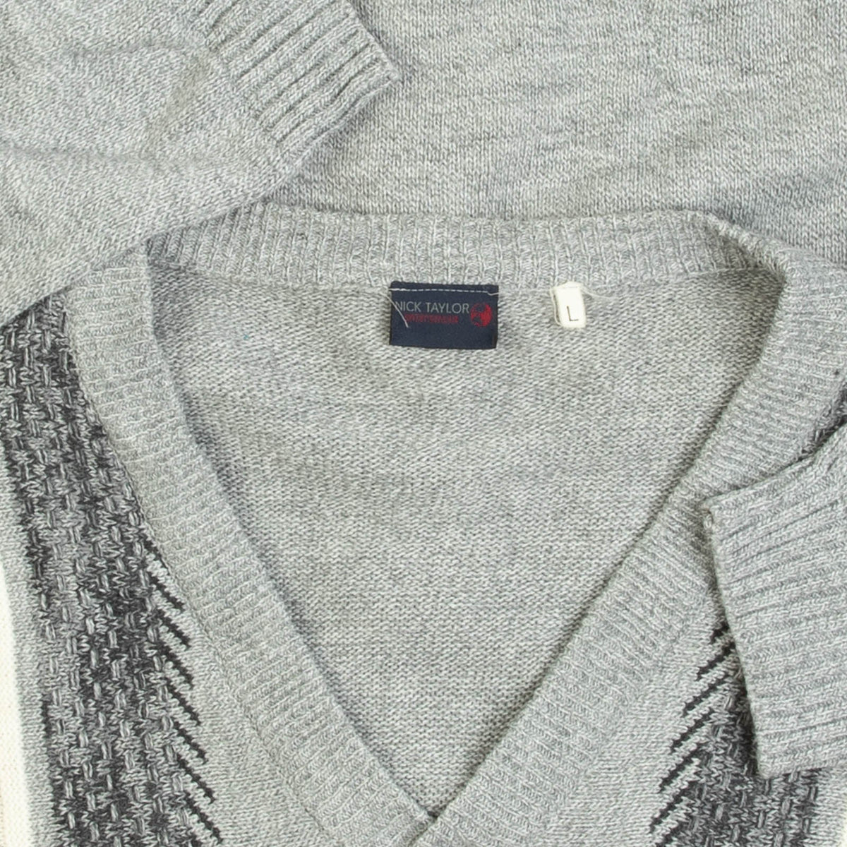 MEN'S VINTAGE 1990S STRIPED STRUCTURED KNITTED CARDIGAN - LARGE