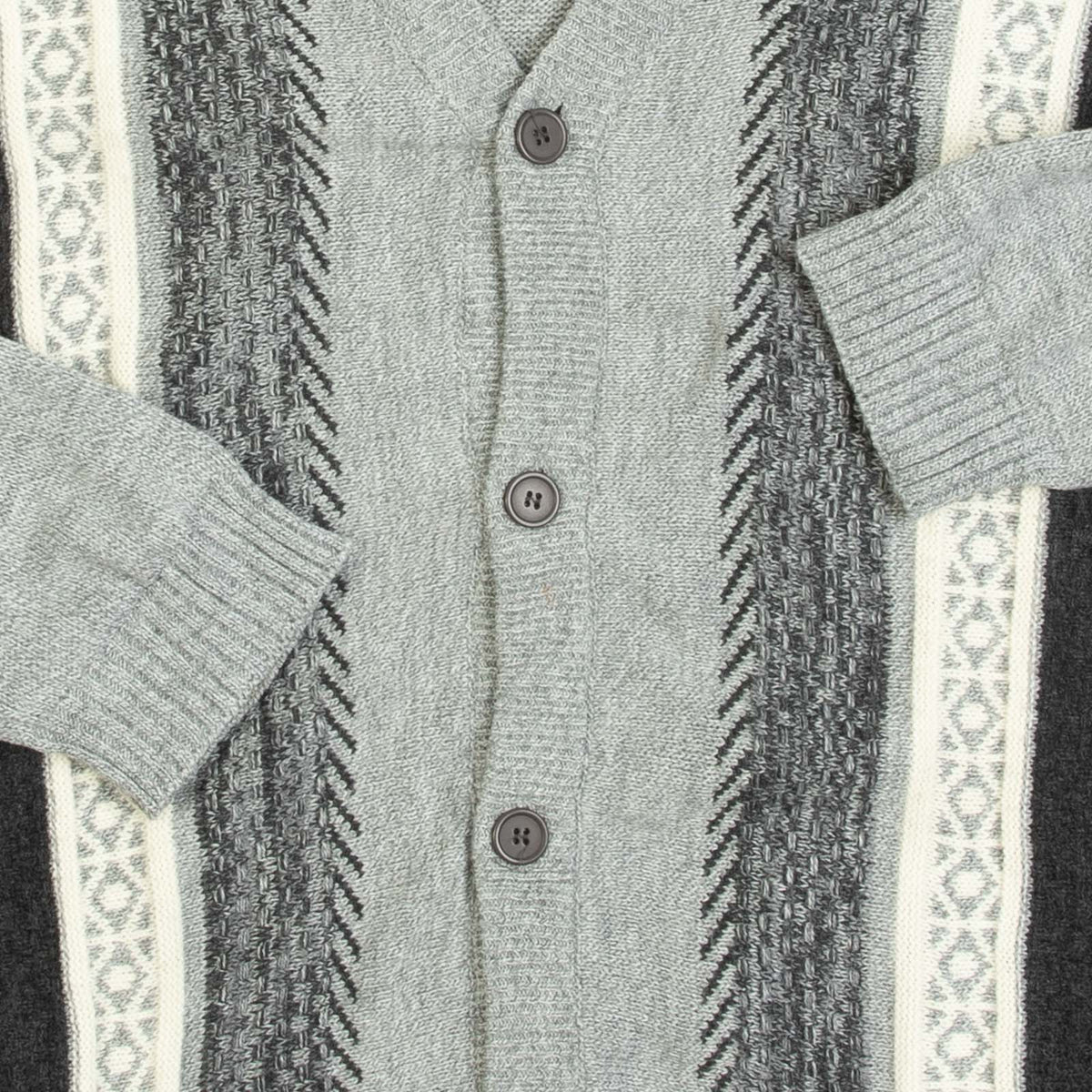 MEN'S VINTAGE 1990S STRIPED STRUCTURED KNITTED CARDIGAN - LARGE