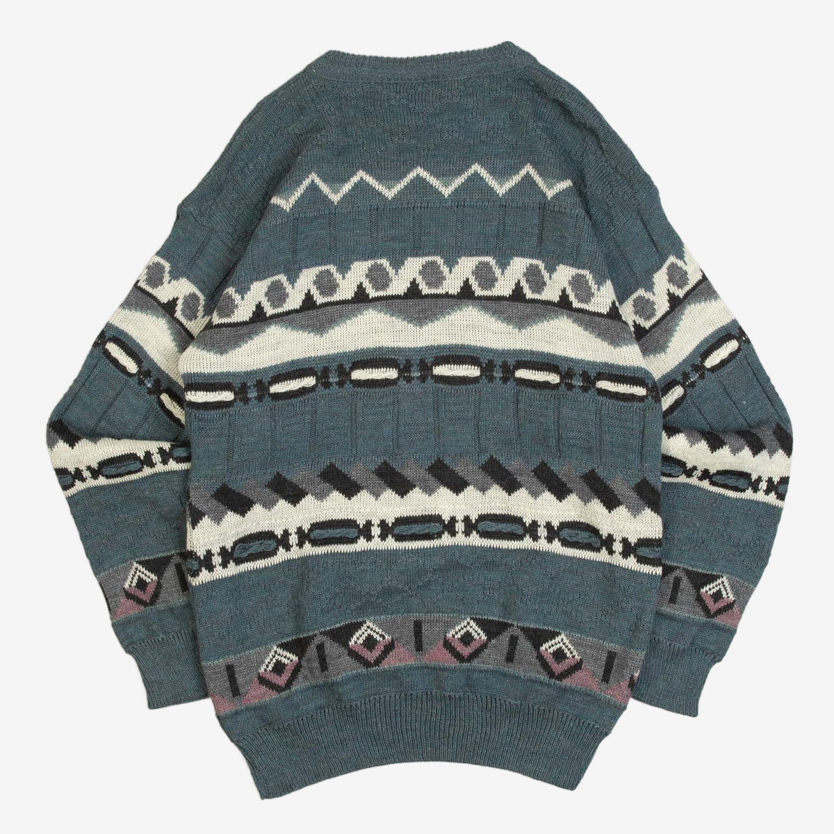 MEN'S VINTAGE 1990S STRUCTURED PATTERNED KNITTED JUMPER - MEDIUM