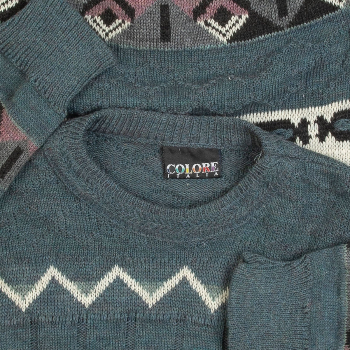 MEN'S VINTAGE 1990S STRUCTURED PATTERNED KNITTED JUMPER - MEDIUM