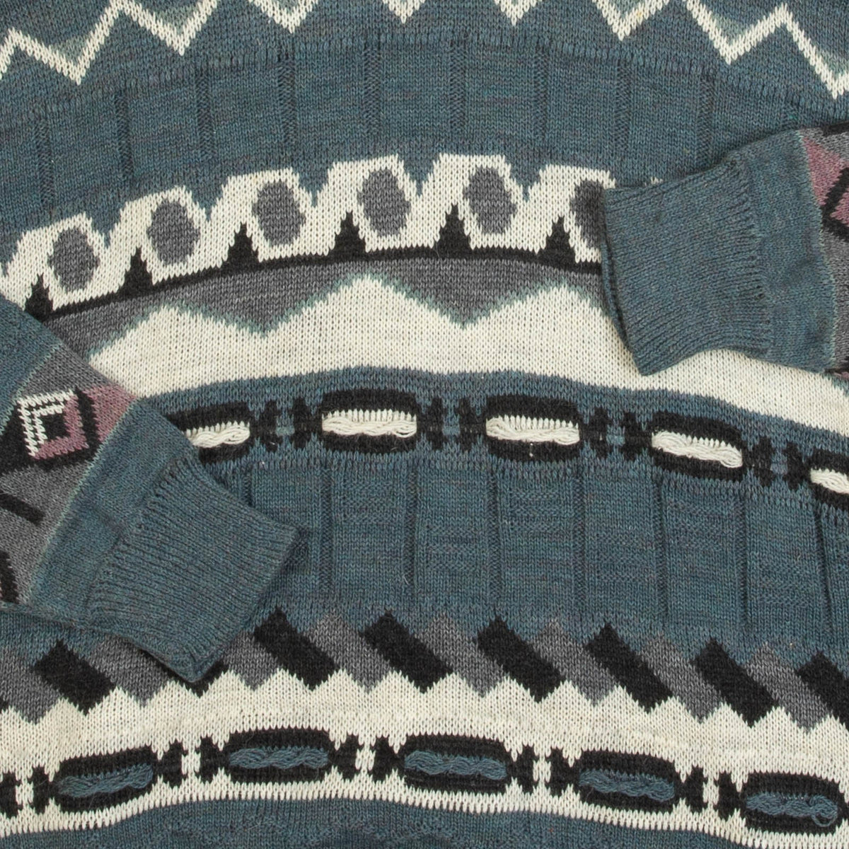 MEN'S VINTAGE 1990S STRUCTURED PATTERNED KNITTED JUMPER - MEDIUM