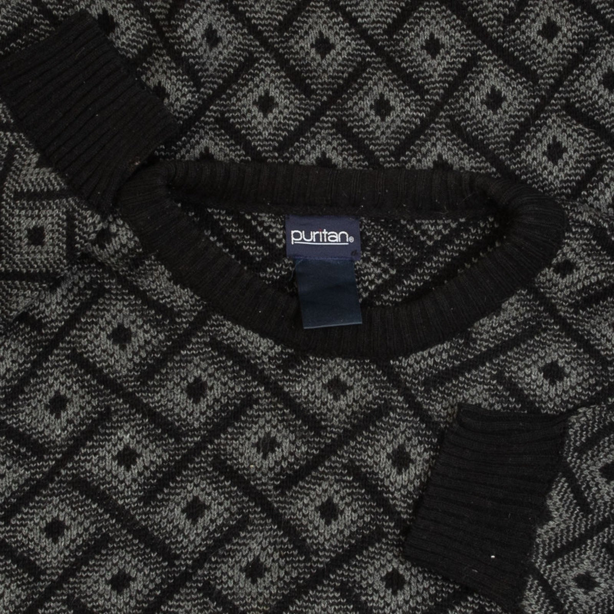 MEN'S VINTAGE 1990S PATTERNED KNITTED JUMPER - X-LARGE