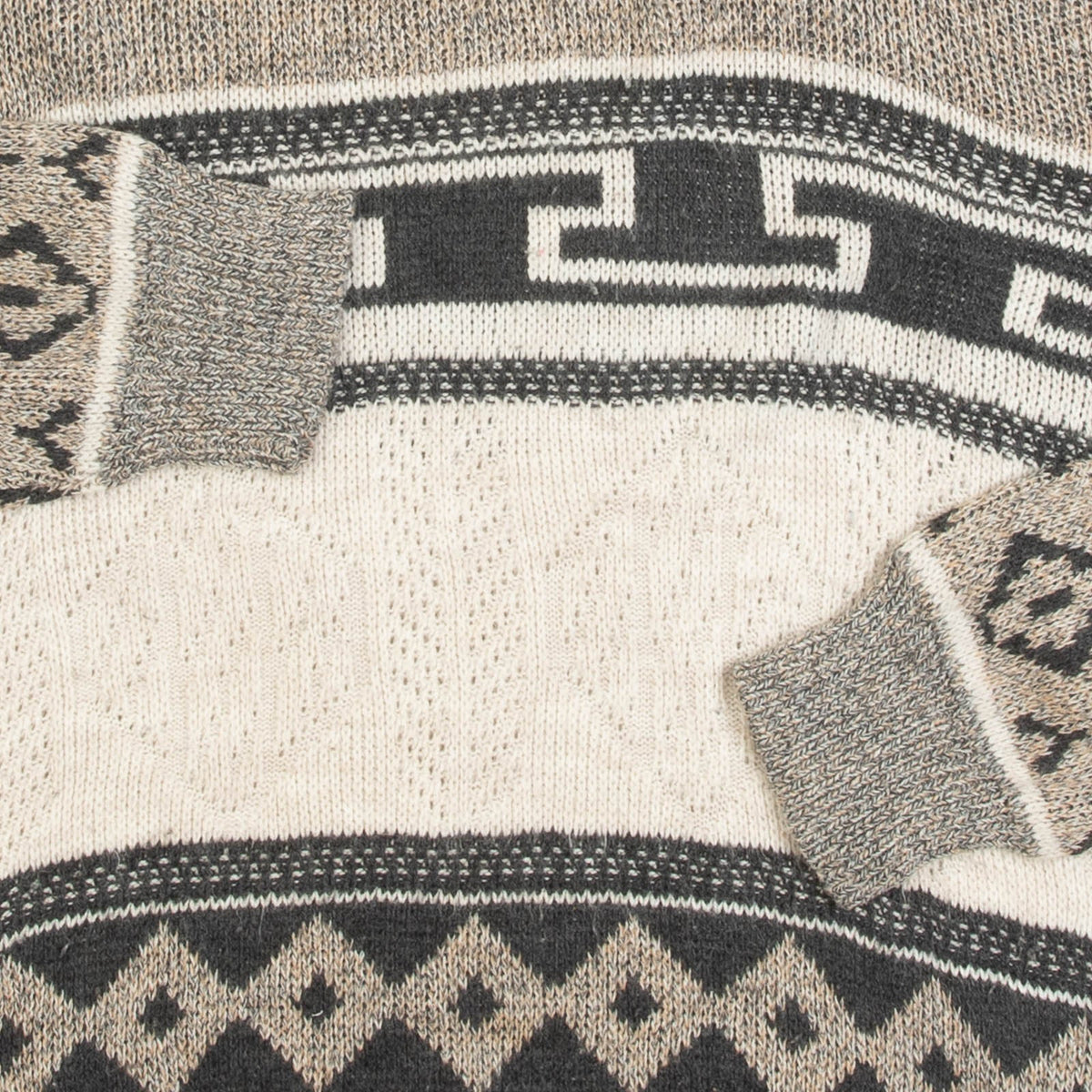 MEN'S VINTAGE 1980S STRUCTURED PATTERNED KNITTED JUMPER - MEDIUM