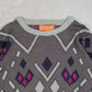 MEN'S VINTAGE 1980S CHEVRON PATTERNED KNITTED JUMPER - MEDIUM