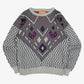 MEN'S VINTAGE 1980S CHEVRON PATTERNED KNITTED JUMPER - MEDIUM
