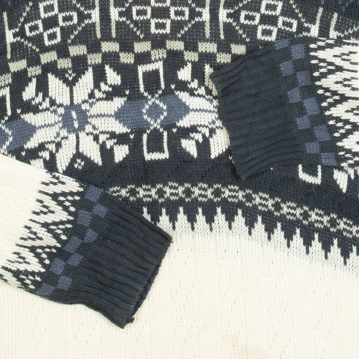 MEN'S VINTAGE 1980S STRUCTURED PATTERNED KNITTED JUMPER - LARGE