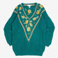 MEN'S VINTAGE 1990S STRUCTURED PATTERNED V-NECK KNITTED JUMPER - MEDIUM