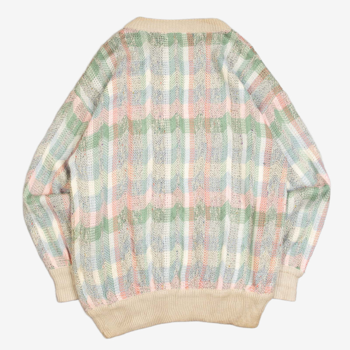MEN'S VINTAGE 1990S STRUCTURED CHECKED PATTERNED KNITTED JUMPER - MEDIUM