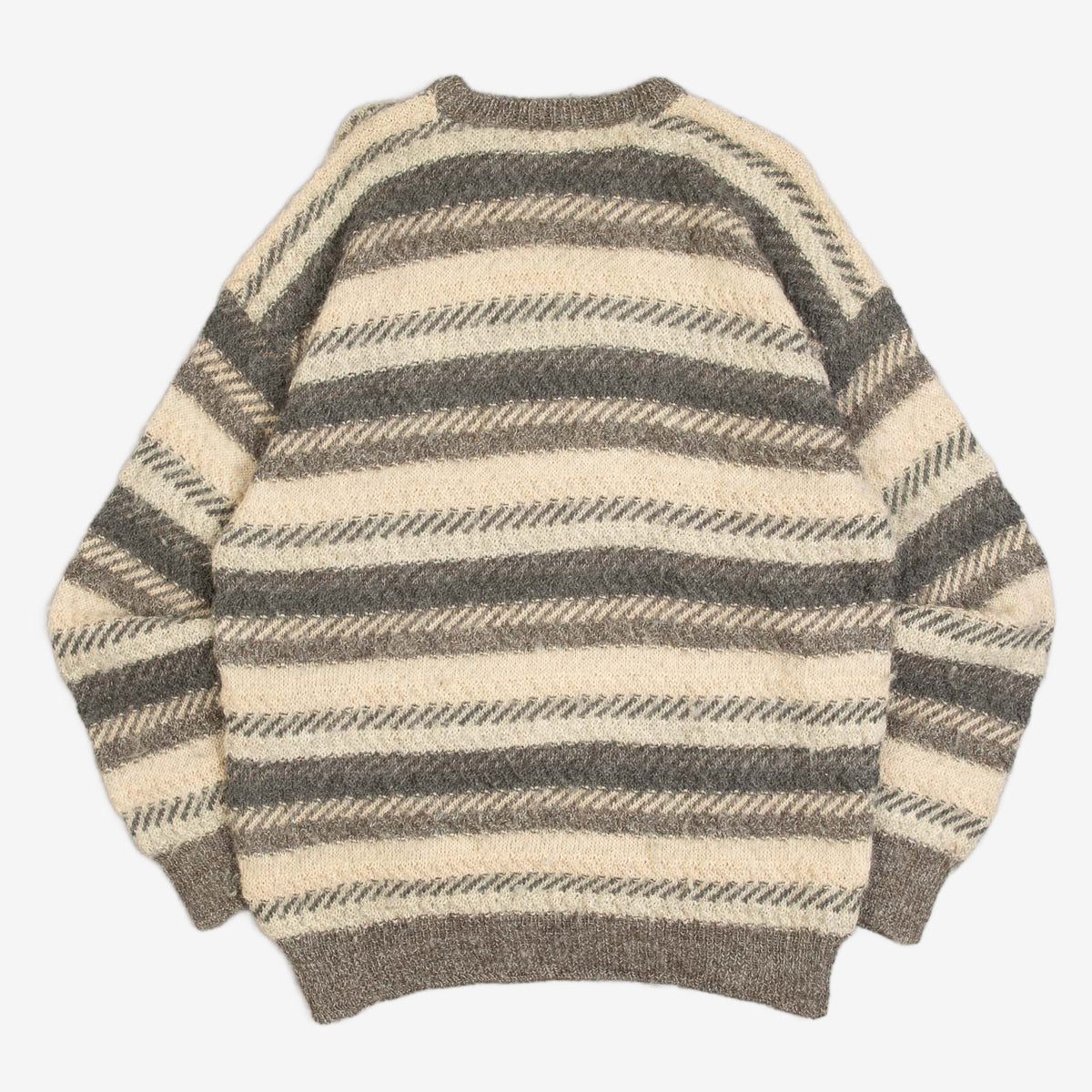 MEN'S VINTAGE 1980S STRIPED STRUCTURED ALPACA KNITTED JUMPER - MEDIUM