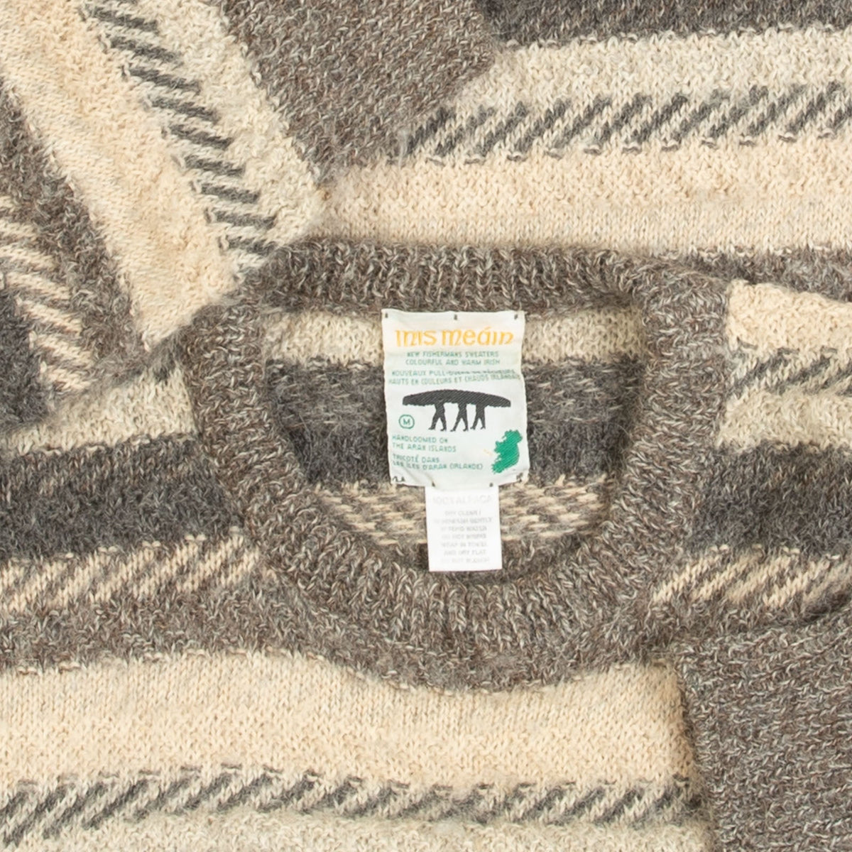 MEN'S VINTAGE 1980S STRIPED STRUCTURED ALPACA KNITTED JUMPER - MEDIUM