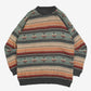 MEN'S VINTAGE 1980S STRIPED PATTERNED KNITTED JUMPER - MEDIUM