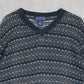 MEN'S VINTAGE 1990S STRIPED PATTERNED KNITTED JUMPER - LARGE